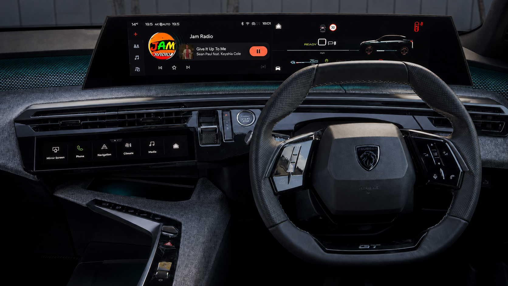 JAM Radio playing through a car dashboard display